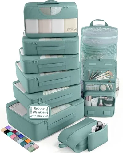10 Set Packing Cubes for Travel Essentials, 10-Navy Gray
