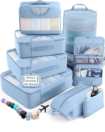 8 Set Packing Cubes for Travel Essentials, Starlight Bluen