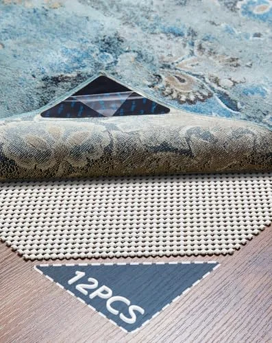 Rug Gripper Pad for Hardwood Floors Tile Floors with 12 Pcs Rug Tape