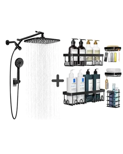 Shower Caddy 5-Pack&11.8" Shower Head with Handheld