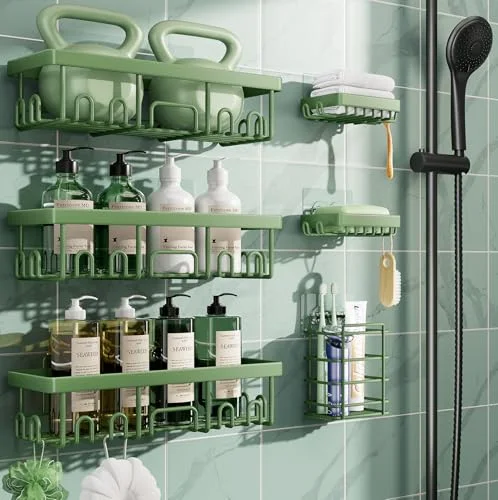Rustproof & Waterproof Shower Caddy 6-Pack, Green