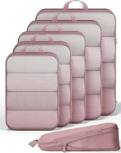 6/9/11 Set Compression Packing Cubes Garment Bags for Travel Essentials, Light Coral