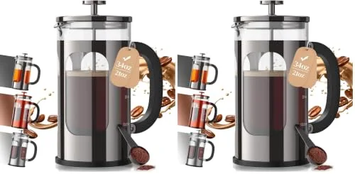 French Press Coffee Maker, No Plastic Touching Cafe, Dark Pewter