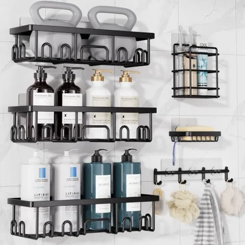 Shower Caddy 6-Pack with Hooks, Bathroom Organizers & Storage