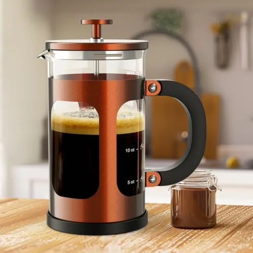 French Press Coffee Maker, No Plastic Touches Cafe, Copper