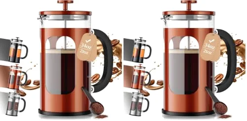 French Press Coffee Maker, No Plastic Touching Cafe, Copper