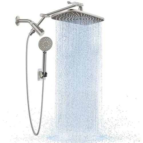 Brushed Nickel 11.8" Shower Head with Handheld, Stain Resistant Finish