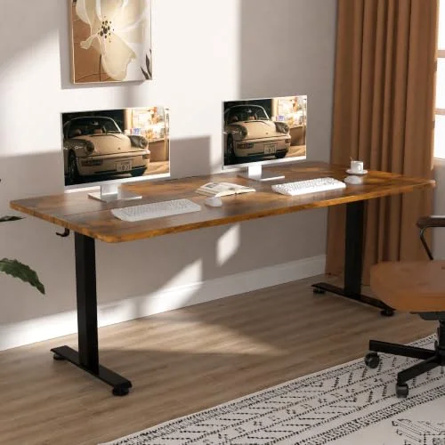 63" x28" Wider Large Standing Desk, Electric Height Adjustable, Brown