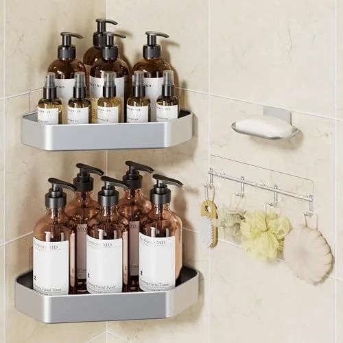 Aluminum Corner Shower Caddy 4-Pack, Never Rust&Large Capacity, Silver