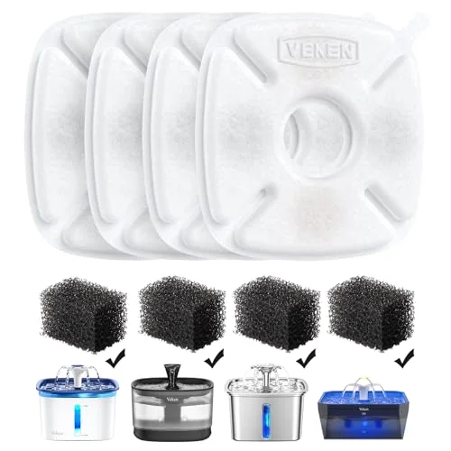 Cat Water Fountain Filter, Classic 4 Pack Replacement Filters
