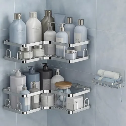 Corner Shower Caddy 3-Pack, Silver