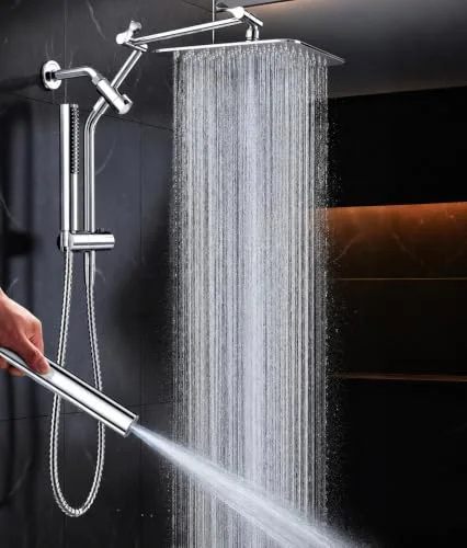 All Metal 10" Luxurious Rain Shower Head with Handheld Spray, Power Jet