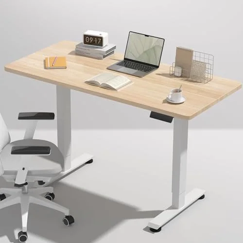 47.2 Inch Large Electric Standing Desk, Gaming Table, Natural Wood
