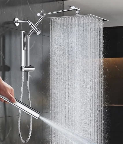 All Metal 12" Luxurious Shower Head with Handheld, Full Body Coverage