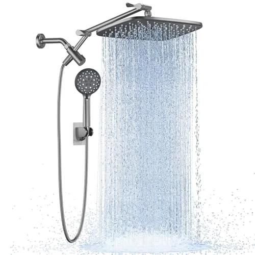 Gunmetal Gray 11.8" High Pressure Shower Head with Handheld, Durable