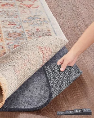 Non Slip Cushioned Rug Pad Gripper, Felt and Silicone Backing, 99 pc, 8×11 ft, 4"