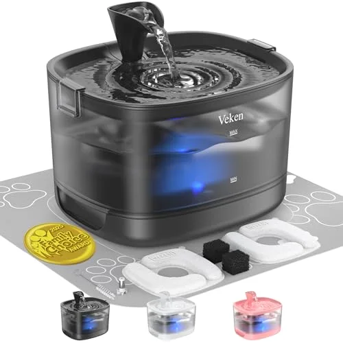 85oz/2.5L Cat Water Fountain with Detachable Tank & Secure Clips