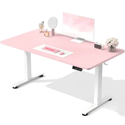 55 Inch Large Electric Standing Desk, Gaming Table, Pink