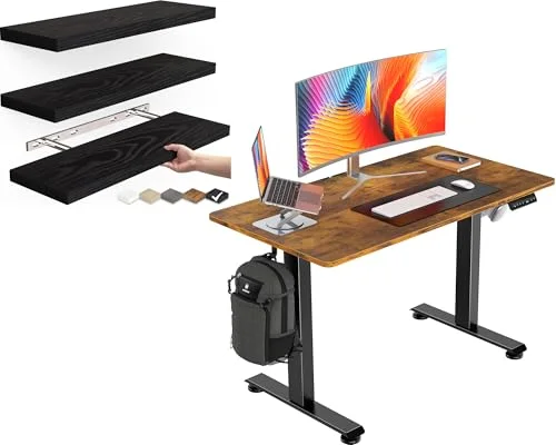 Floating Shelves Wall Mounted & Standing Desk Sit to