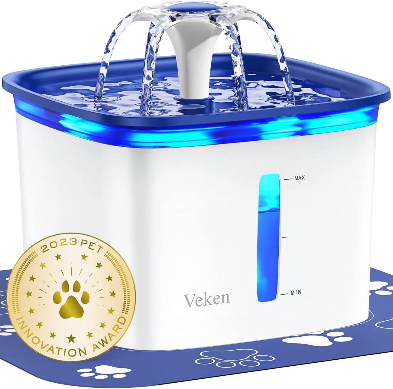 Innovation Award Winner 95oz/2.8L Cat Water Fountain, Blue