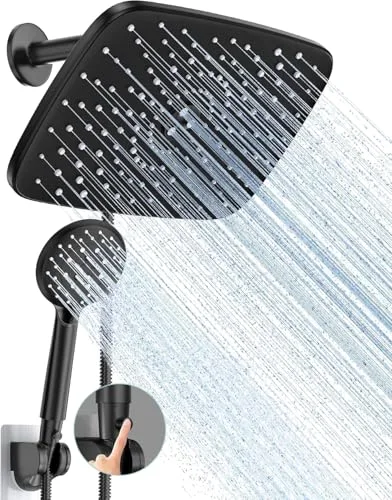 11.8“ Rain Shower Head with Handheld, Dual High Pressure Shower Heads, Matte Black