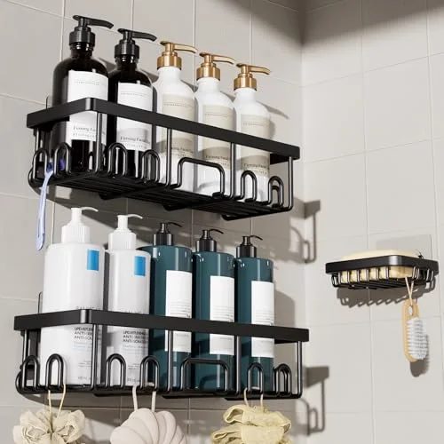Shower Caddy 3-Pack, Advanced Rustproof Design, Black