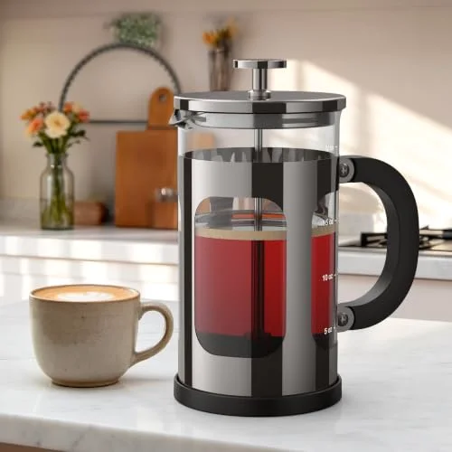 French Press Coffee Maker, No Plastic Touches Cafe, Dark Pewter