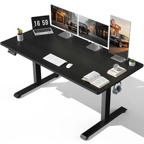 63" x28" Wider Large Standing Desk, Electric Height Adjustable, Black