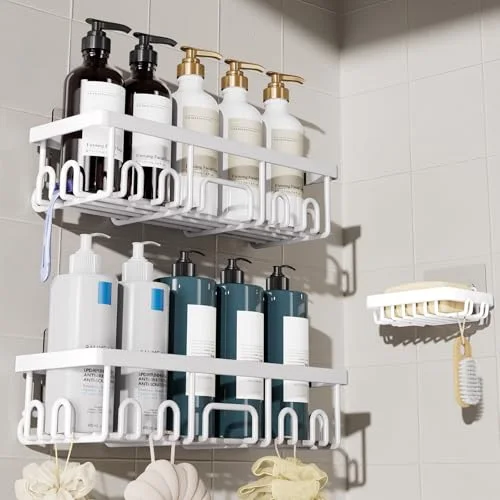 Shower Caddy 3-Pack, Advanced Rustproof Design, White