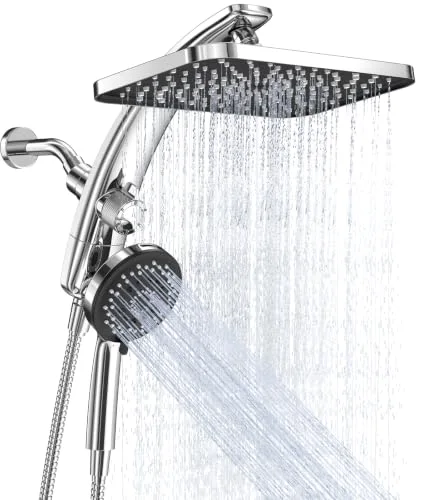 12" Rain Shower Head with Handheld, High Pressure Power Wash, Chrome