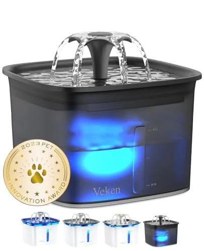 Innovation Award Winner 95oz/2.8L Cat Water Fountain, Space Black