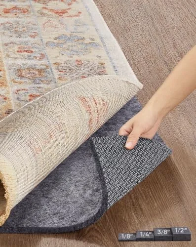 Non Slip Cushioned Rug Pad Gripper, Felt and Silicone Backing, 99 pc, 2×8 ft, 4"