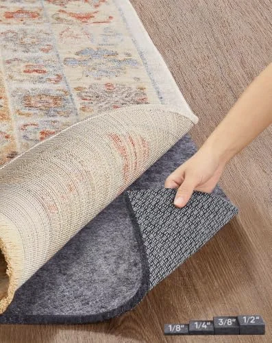 Non Slip Cushioned Rug Pad Gripper, Felt and Silicone Backing, 2×4 ft, 8"