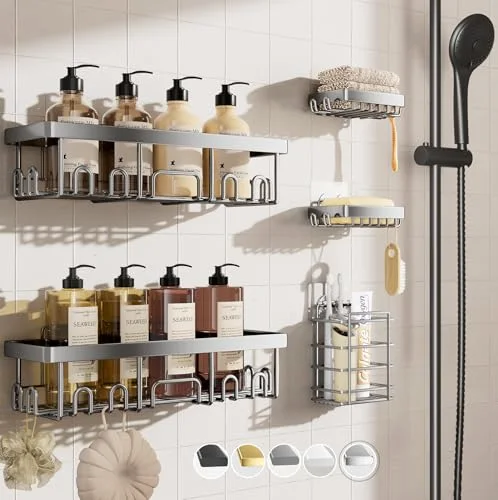 Shower Caddy 5-Pack, Silver