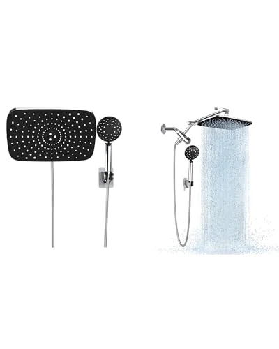 11.8'' Rain Shower Head with Handheld(Chrome Silver) and Veken 11.8" Rain