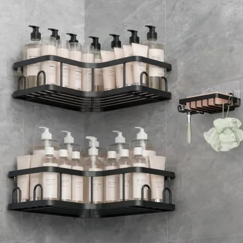 Corner Shower Caddy 3-Pack, Black