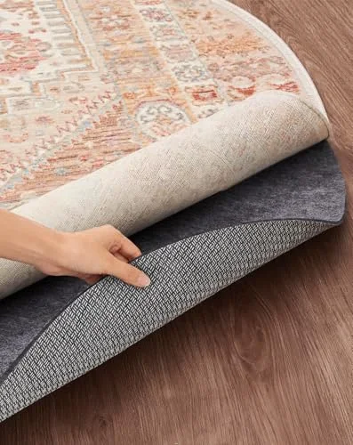 Non Slip Cushioned Rug Pad Gripper, Felt and Silicone Backing, 99 pc, 6 ft round
