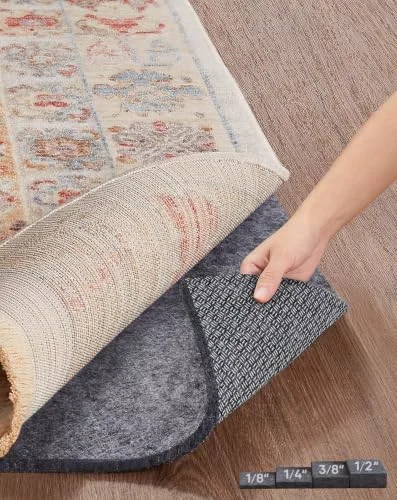 Non Slip Cushioned Rug Pad Gripper, Felt and Silicone Backing, 99 pc, 6×9 ft, 4"