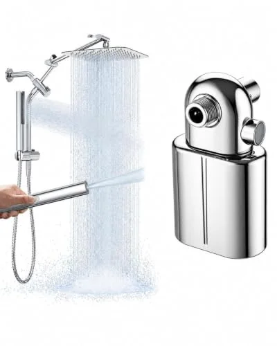 All Metal 10" Chrome Rain Shower Head with Handheld&Chrome Shower Filter