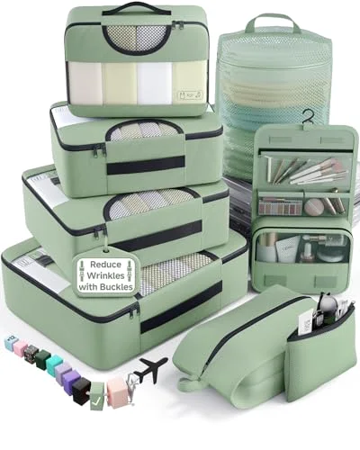 8 Set Packing Cubes for Travel Essentials, Matcha Green