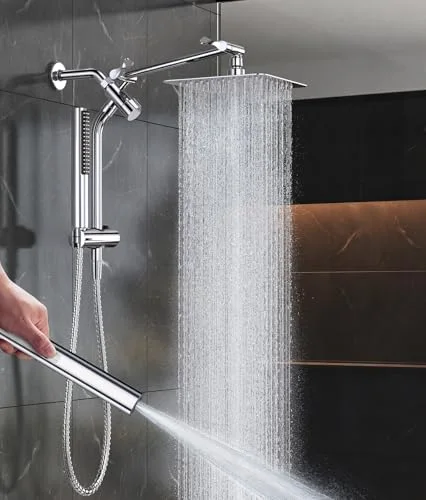 All Metal 8" Luxurious Rain Shower Head with Handheld, High Pressure