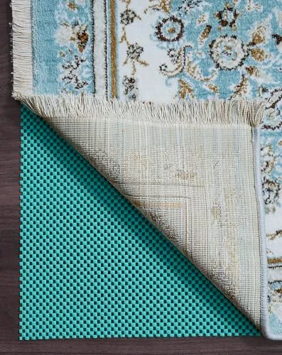 8x10 Ft Rug Pad Gripper for Hardwood Floors, Cyan