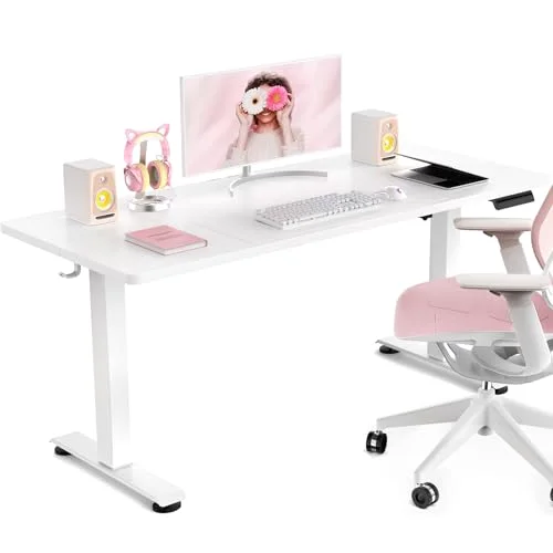 47.2 Inch Large Electric Standing Desk, Gaming Table, White