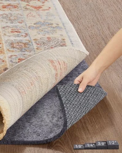 Non Slip Cushioned Rug Pad Gripper, Felt and Silicone Backing, 99 pc, 2×4 ft, 4"
