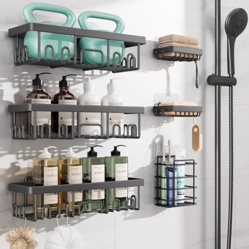 Rustproof & Waterproof Shower Caddy 6-Pack, Dark Grey