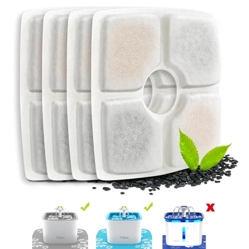 4 Pack Replacement Filters for 84oz/2.5L Automatic Pet Fountain