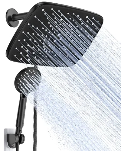11.8“ Rain Shower Head with Handheld, Dual High Pressure Shower Heads, Matte Black