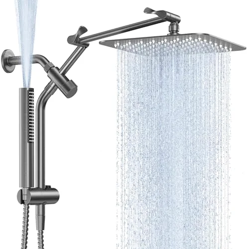 All Metal 10" Luxurious Gray Rain Shower Heads with Handheld Spray