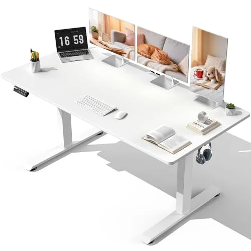 63" x28" Wider Large Standing Desk, Electric Height Adjustable, White