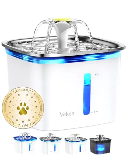 Innovation Award Winner 95oz/2.8L Cat Water Fountain, Silver